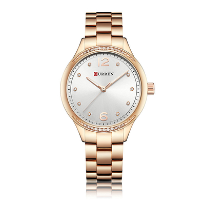 CURREN 9003 Water Resistant Luxury Women's Diamond Business Stainless Steel Quartz Wrist Watch