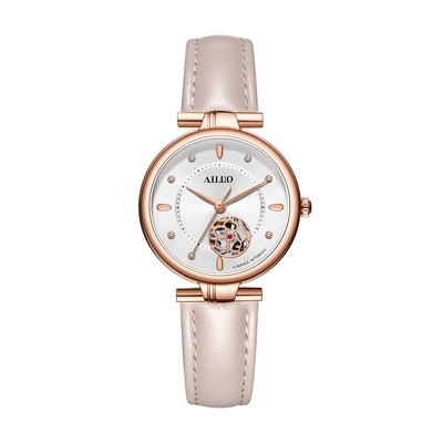 Power Reserve Reasonable Price Elite Style Hollow Watches Women Luxury Brand Rosdn Leather Strap Automatic Wrist Watch